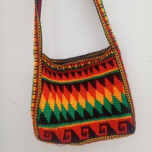 Crochet Handwoven Handmade Crossbody bag, Yellow, Green, Black and Yellow